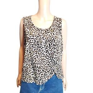 CAbi Size M Leopard Print Knotty Hem Sleeveless Style 5759 Tank Top Office